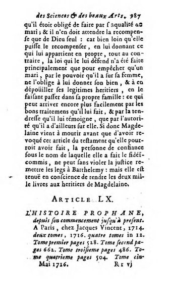 Mémoires pour l'histoire des sciences & des beaux-arts recüeillies par l'ordre de Son Altesse Serenissime Monseigneur Prince souverain de Dombes