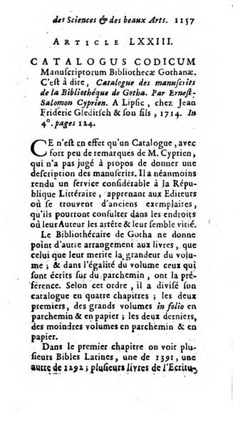 Mémoires pour l'histoire des sciences & des beaux-arts recüeillies par l'ordre de Son Altesse Serenissime Monseigneur Prince souverain de Dombes