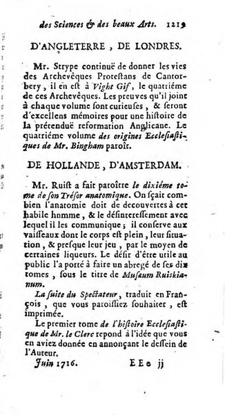 Mémoires pour l'histoire des sciences & des beaux-arts recüeillies par l'ordre de Son Altesse Serenissime Monseigneur Prince souverain de Dombes