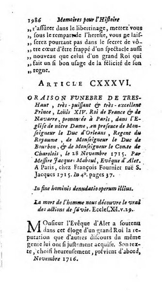 Mémoires pour l'histoire des sciences & des beaux-arts recüeillies par l'ordre de Son Altesse Serenissime Monseigneur Prince souverain de Dombes