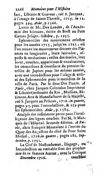 Mémoires pour l'histoire des sciences & des beaux-arts recüeillies par l'ordre de Son Altesse Serenissime Monseigneur Prince souverain de Dombes