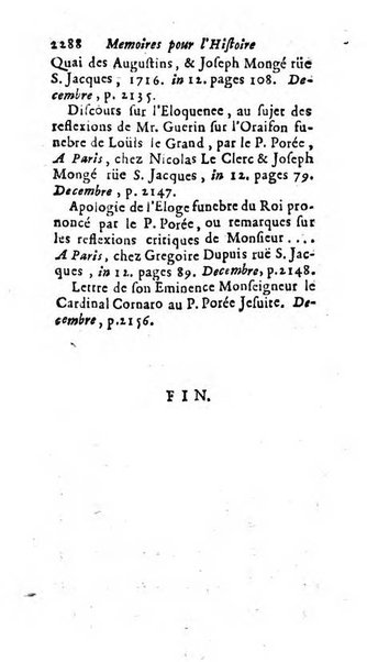 Mémoires pour l'histoire des sciences & des beaux-arts recüeillies par l'ordre de Son Altesse Serenissime Monseigneur Prince souverain de Dombes