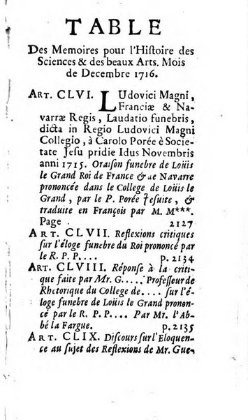 Mémoires pour l'histoire des sciences & des beaux-arts recüeillies par l'ordre de Son Altesse Serenissime Monseigneur Prince souverain de Dombes