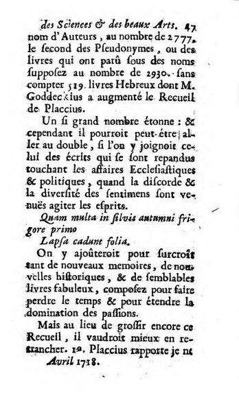 Mémoires pour l'histoire des sciences & des beaux-arts recüeillies par l'ordre de Son Altesse Serenissime Monseigneur Prince souverain de Dombes