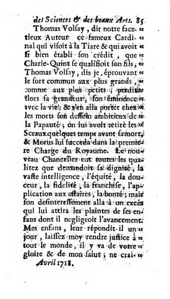 Mémoires pour l'histoire des sciences & des beaux-arts recüeillies par l'ordre de Son Altesse Serenissime Monseigneur Prince souverain de Dombes