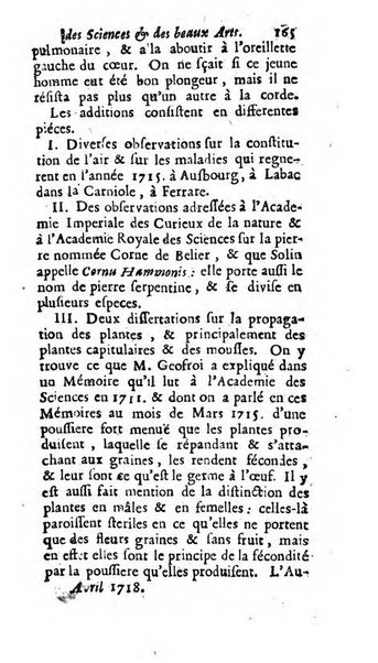 Mémoires pour l'histoire des sciences & des beaux-arts recüeillies par l'ordre de Son Altesse Serenissime Monseigneur Prince souverain de Dombes