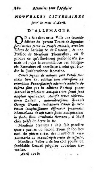 Mémoires pour l'histoire des sciences & des beaux-arts recüeillies par l'ordre de Son Altesse Serenissime Monseigneur Prince souverain de Dombes