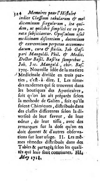 Mémoires pour l'histoire des sciences & des beaux-arts recüeillies par l'ordre de Son Altesse Serenissime Monseigneur Prince souverain de Dombes