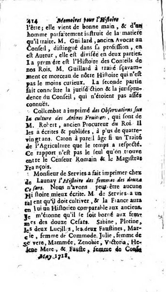 Mémoires pour l'histoire des sciences & des beaux-arts recüeillies par l'ordre de Son Altesse Serenissime Monseigneur Prince souverain de Dombes