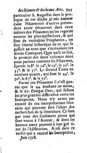 Mémoires pour l'histoire des sciences & des beaux-arts recüeillies par l'ordre de Son Altesse Serenissime Monseigneur Prince souverain de Dombes