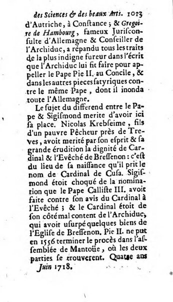 Mémoires pour l'histoire des sciences & des beaux-arts recüeillies par l'ordre de Son Altesse Serenissime Monseigneur Prince souverain de Dombes