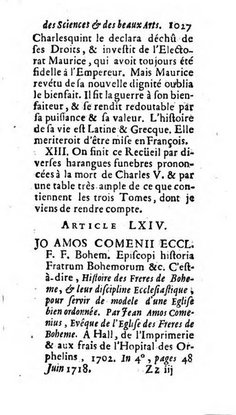 Mémoires pour l'histoire des sciences & des beaux-arts recüeillies par l'ordre de Son Altesse Serenissime Monseigneur Prince souverain de Dombes