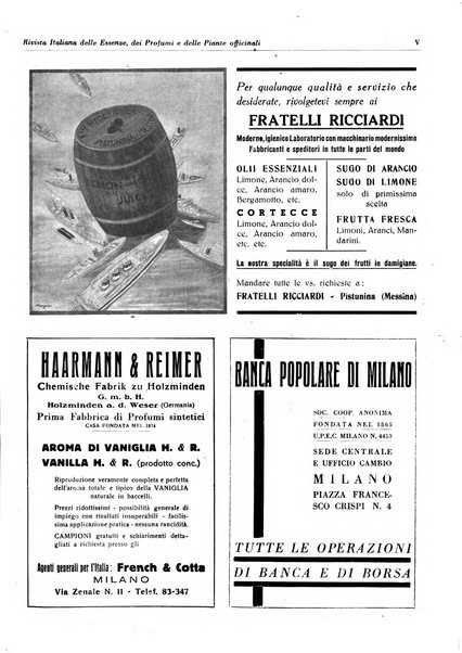 Rivista italiana delle essenze, dei profumi e delle piante officinali organo di propaganda del gruppo produttori materie aromatiche della Federazione nazionale fascista industrie chimiche ed affini