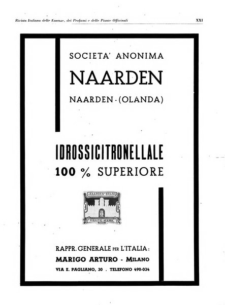 Rivista italiana delle essenze, dei profumi e delle piante officinali organo di propaganda del gruppo produttori materie aromatiche della Federazione nazionale fascista industrie chimiche ed affini