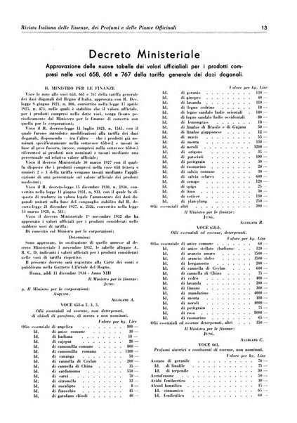 Rivista italiana delle essenze, dei profumi e delle piante officinali organo di propaganda del gruppo produttori materie aromatiche della Federazione nazionale fascista industrie chimiche ed affini