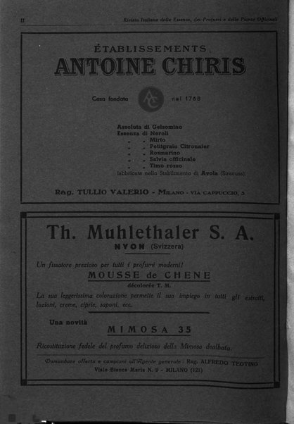 Rivista italiana delle essenze, dei profumi e delle piante officinali organo di propaganda del gruppo produttori materie aromatiche della Federazione nazionale fascista industrie chimiche ed affini