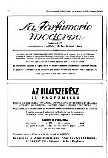 Rivista italiana delle essenze, dei profumi e delle piante officinali organo di propaganda del gruppo produttori materie aromatiche della Federazione nazionale fascista industrie chimiche ed affini