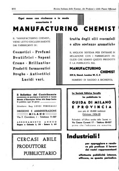 Rivista italiana delle essenze, dei profumi e delle piante officinali organo di propaganda del gruppo produttori materie aromatiche della Federazione nazionale fascista industrie chimiche ed affini