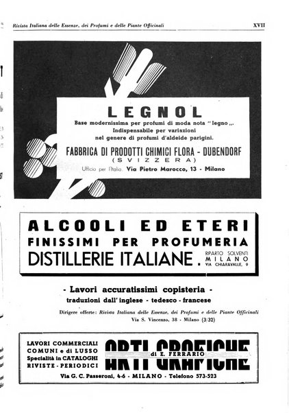 Rivista italiana delle essenze, dei profumi e delle piante officinali organo di propaganda del gruppo produttori materie aromatiche della Federazione nazionale fascista industrie chimiche ed affini