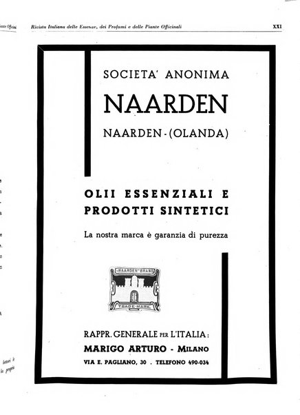 Rivista italiana delle essenze, dei profumi e delle piante officinali organo di propaganda del gruppo produttori materie aromatiche della Federazione nazionale fascista industrie chimiche ed affini