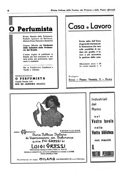 Rivista italiana delle essenze, dei profumi e delle piante officinali organo di propaganda del gruppo produttori materie aromatiche della Federazione nazionale fascista industrie chimiche ed affini