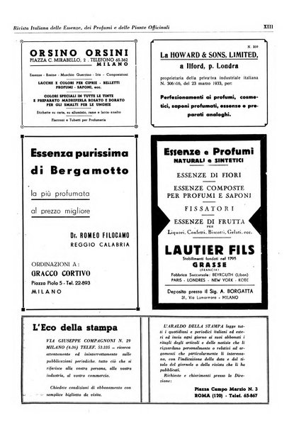 Rivista italiana delle essenze, dei profumi e delle piante officinali organo di propaganda del gruppo produttori materie aromatiche della Federazione nazionale fascista industrie chimiche ed affini