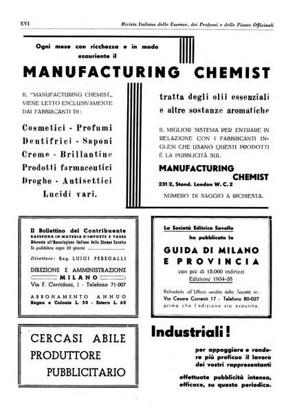 Rivista italiana delle essenze, dei profumi e delle piante officinali organo di propaganda del gruppo produttori materie aromatiche della Federazione nazionale fascista industrie chimiche ed affini