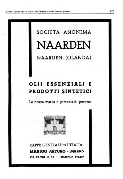 Rivista italiana delle essenze, dei profumi e delle piante officinali organo di propaganda del gruppo produttori materie aromatiche della Federazione nazionale fascista industrie chimiche ed affini