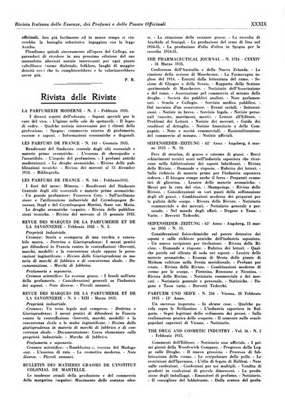 Rivista italiana delle essenze, dei profumi e delle piante officinali organo di propaganda del gruppo produttori materie aromatiche della Federazione nazionale fascista industrie chimiche ed affini