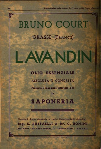 Rivista italiana delle essenze, dei profumi e delle piante officinali organo di propaganda del gruppo produttori materie aromatiche della Federazione nazionale fascista industrie chimiche ed affini