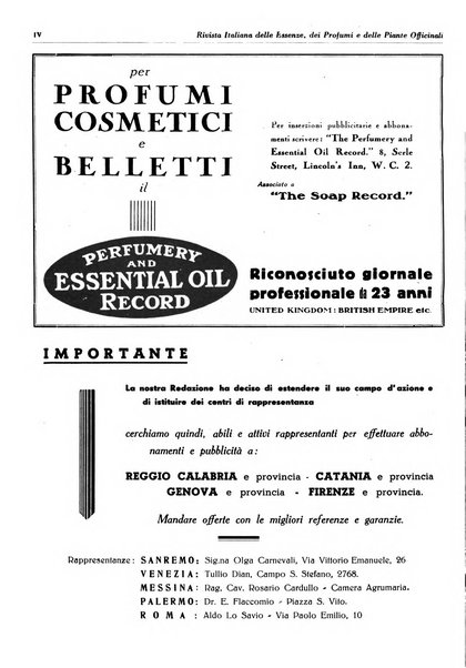 Rivista italiana delle essenze, dei profumi e delle piante officinali organo di propaganda del gruppo produttori materie aromatiche della Federazione nazionale fascista industrie chimiche ed affini