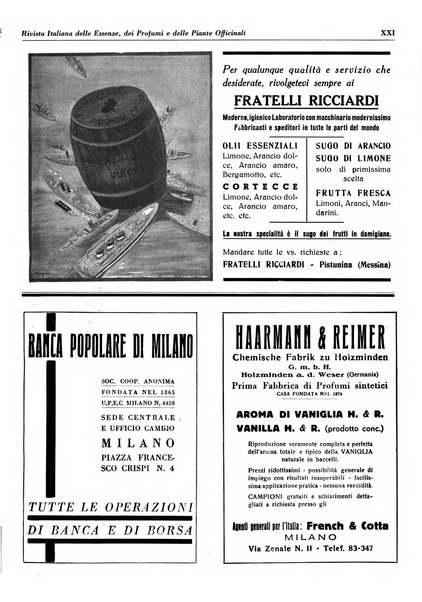 Rivista italiana delle essenze, dei profumi e delle piante officinali organo di propaganda del gruppo produttori materie aromatiche della Federazione nazionale fascista industrie chimiche ed affini