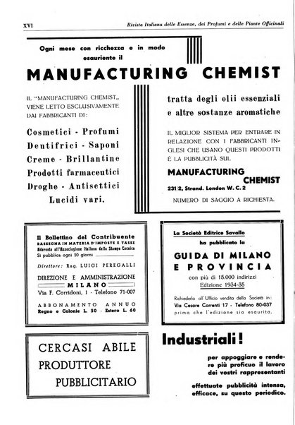 Rivista italiana delle essenze, dei profumi e delle piante officinali organo di propaganda del gruppo produttori materie aromatiche della Federazione nazionale fascista industrie chimiche ed affini