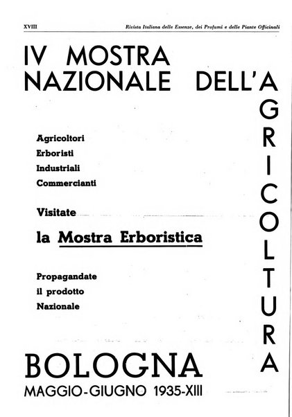 Rivista italiana delle essenze, dei profumi e delle piante officinali organo di propaganda del gruppo produttori materie aromatiche della Federazione nazionale fascista industrie chimiche ed affini