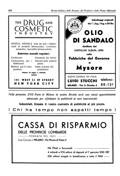 Rivista italiana delle essenze, dei profumi e delle piante officinali organo di propaganda del gruppo produttori materie aromatiche della Federazione nazionale fascista industrie chimiche ed affini