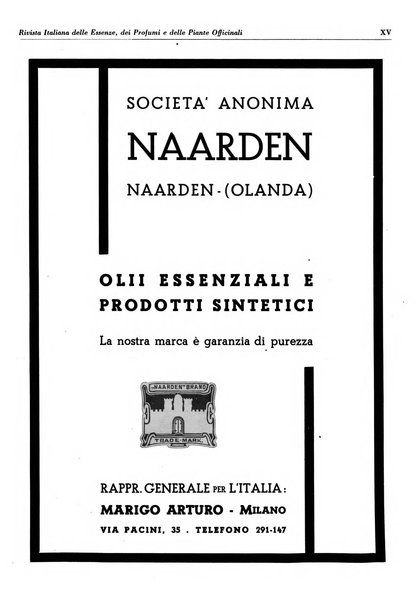 Rivista italiana delle essenze, dei profumi e delle piante officinali organo di propaganda del gruppo produttori materie aromatiche della Federazione nazionale fascista industrie chimiche ed affini