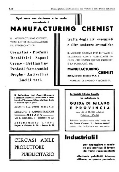 Rivista italiana delle essenze, dei profumi e delle piante officinali organo di propaganda del gruppo produttori materie aromatiche della Federazione nazionale fascista industrie chimiche ed affini