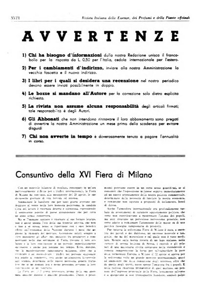 Rivista italiana delle essenze, dei profumi e delle piante officinali organo di propaganda del gruppo produttori materie aromatiche della Federazione nazionale fascista industrie chimiche ed affini