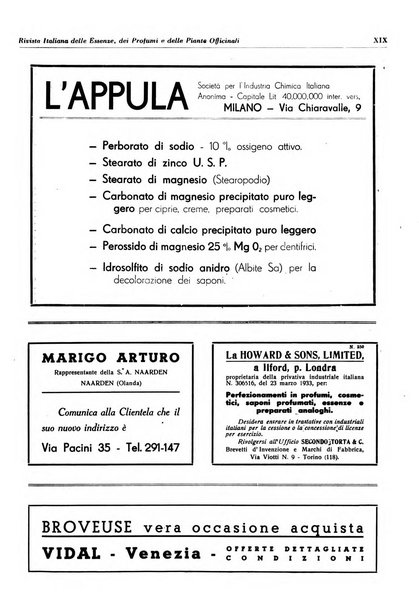 Rivista italiana delle essenze, dei profumi e delle piante officinali organo di propaganda del gruppo produttori materie aromatiche della Federazione nazionale fascista industrie chimiche ed affini