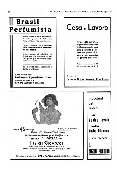 Rivista italiana delle essenze, dei profumi e delle piante officinali organo di propaganda del gruppo produttori materie aromatiche della Federazione nazionale fascista industrie chimiche ed affini