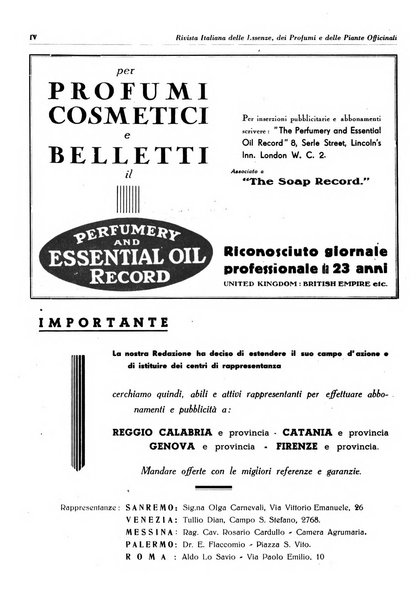 Rivista italiana delle essenze, dei profumi e delle piante officinali organo di propaganda del gruppo produttori materie aromatiche della Federazione nazionale fascista industrie chimiche ed affini