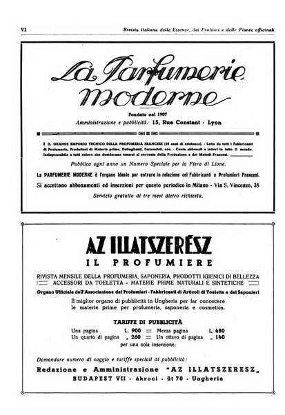 Rivista italiana delle essenze, dei profumi e delle piante officinali organo di propaganda del gruppo produttori materie aromatiche della Federazione nazionale fascista industrie chimiche ed affini