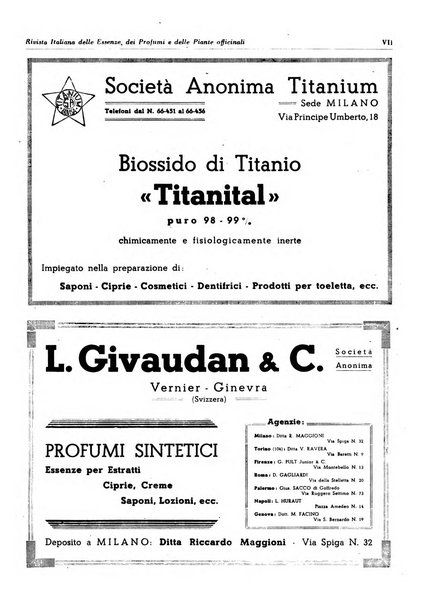 Rivista italiana delle essenze, dei profumi e delle piante officinali organo di propaganda del gruppo produttori materie aromatiche della Federazione nazionale fascista industrie chimiche ed affini