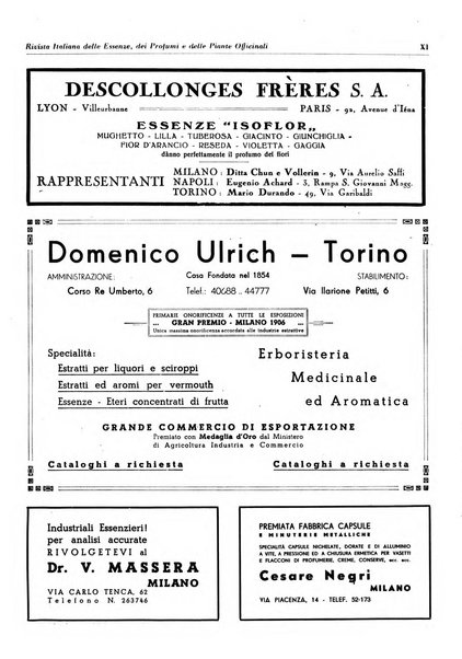 Rivista italiana delle essenze, dei profumi e delle piante officinali organo di propaganda del gruppo produttori materie aromatiche della Federazione nazionale fascista industrie chimiche ed affini