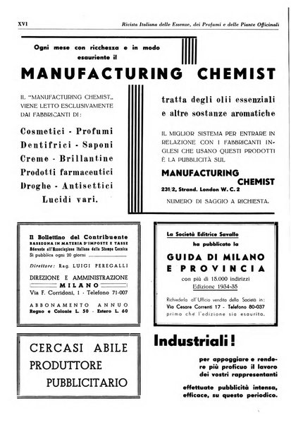 Rivista italiana delle essenze, dei profumi e delle piante officinali organo di propaganda del gruppo produttori materie aromatiche della Federazione nazionale fascista industrie chimiche ed affini