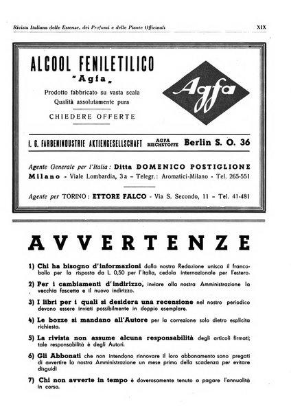 Rivista italiana delle essenze, dei profumi e delle piante officinali organo di propaganda del gruppo produttori materie aromatiche della Federazione nazionale fascista industrie chimiche ed affini