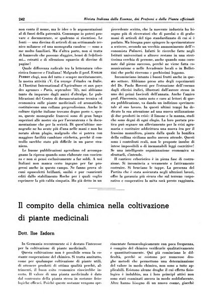 Rivista italiana delle essenze, dei profumi e delle piante officinali organo di propaganda del gruppo produttori materie aromatiche della Federazione nazionale fascista industrie chimiche ed affini