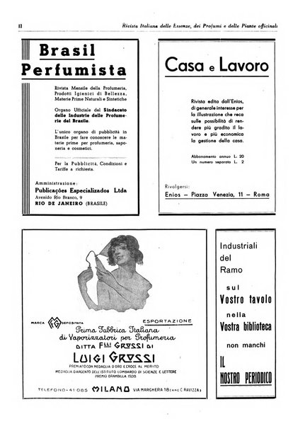 Rivista italiana delle essenze, dei profumi e delle piante officinali organo di propaganda del gruppo produttori materie aromatiche della Federazione nazionale fascista industrie chimiche ed affini