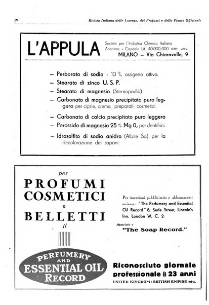 Rivista italiana delle essenze, dei profumi e delle piante officinali organo di propaganda del gruppo produttori materie aromatiche della Federazione nazionale fascista industrie chimiche ed affini