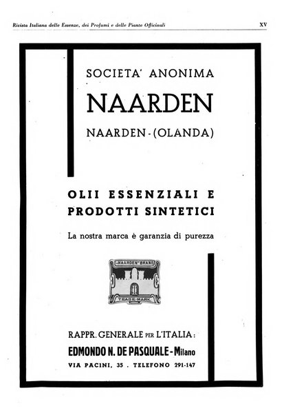 Rivista italiana delle essenze, dei profumi e delle piante officinali organo di propaganda del gruppo produttori materie aromatiche della Federazione nazionale fascista industrie chimiche ed affini